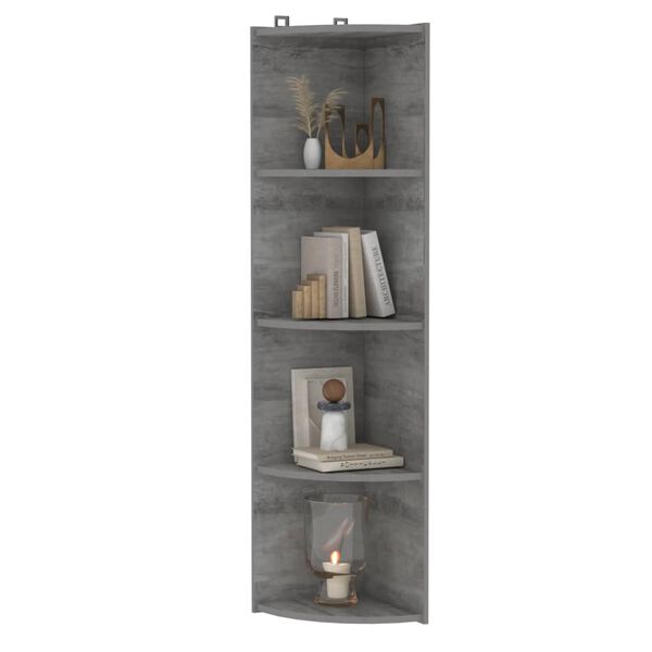 vidaXL Standing Corner Shelf Concrete Grey 40x41.5x180 cm Engineered Wood