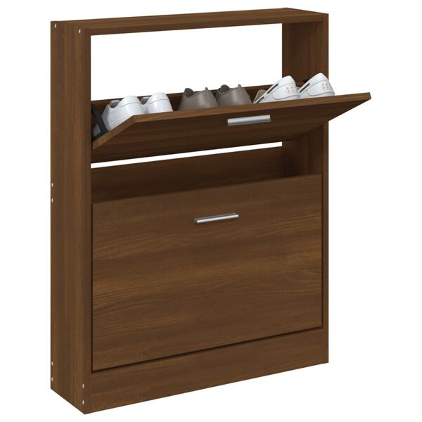 vidaXL Shoe Cabinet Brown Oak 59x17x81 cm Engineered Wood