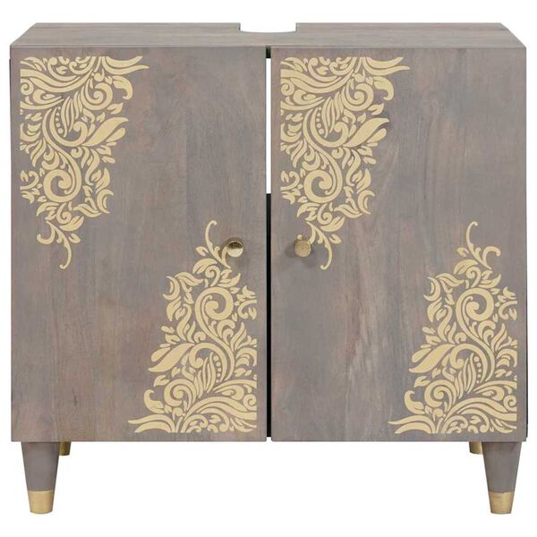 vidaXL Sink cabinet with Storage Grey 62 x 33 x 58 cm Solid Mango Wood