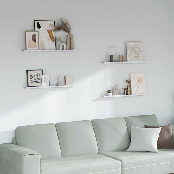 vidaXL Wall Shelf 4 pcs White Marble 80 x 9 x 3 cm Engineered Wood