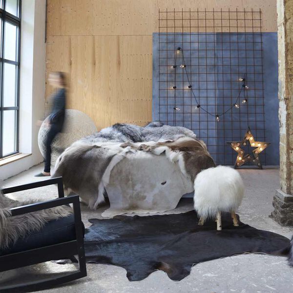 vidaXL Real Cowhide Rug Black 180x220 cm