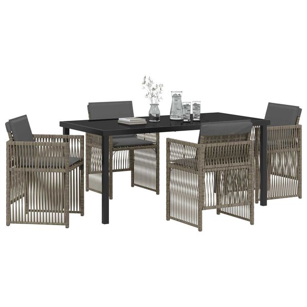 vidaXL Garden Dining Set 5 pcs Grey Powder-Coated Steel