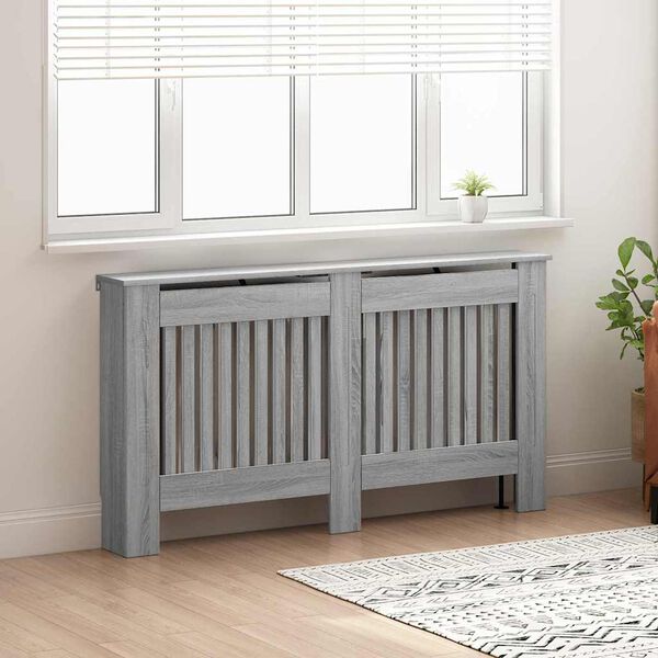 vidaXL Radiator Cover Grey Sonoma 152 x 19 x 81.5 cm Engineered Wood