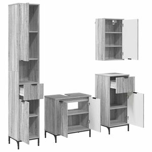 vidaXL Bathroom Furniture Set Grey Sonoma Engineered wood, Metal