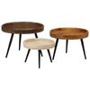 vidaXL Round Coffee Tables 3 pcs Solid Wood Mango