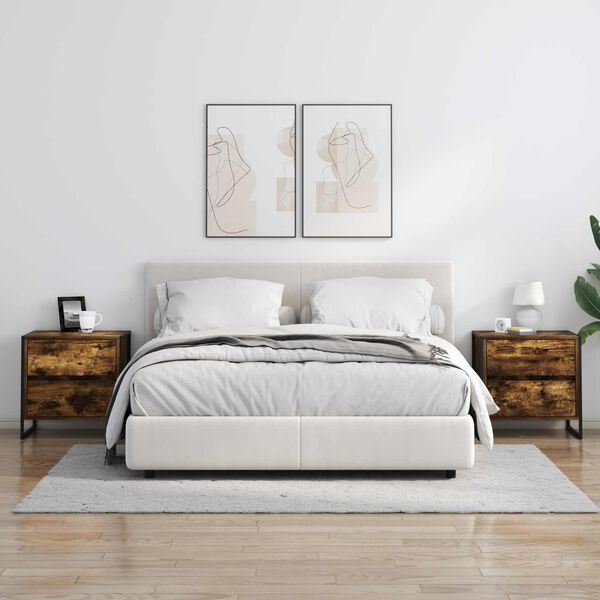 vidaXL Bedside Table Smoke Oak 50 x 39.5 x 50 cm Engineered Wood