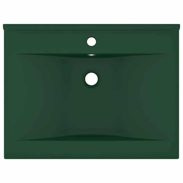 vidaXL Luxury Basin with Faucet Hole Matt Dark Green 60x46 cm Ceramic