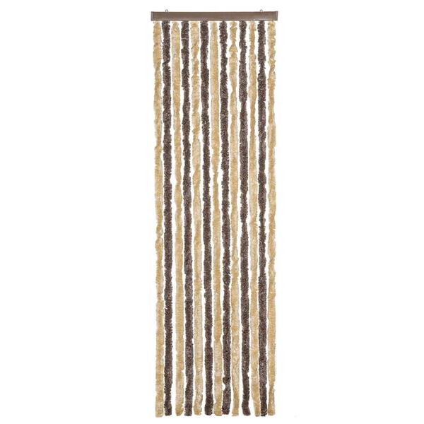 vidaXL Fly Curtain Dark Brown and Beige 56x200 cm Chenille