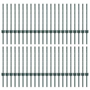 vidaXL Fence Post 44 pcs Green 100 cm Steel