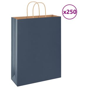 vidaXL Paper Bags 250 pcs with Handles Blue 32x12x42 cm