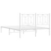 vidaXL Metal Bed Frame without Mattress with Headboard White 140x200cm