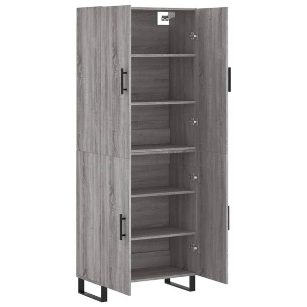 vidaXL Highboard Grey Sonoma 69.5x34x180 cm Engineered Wood