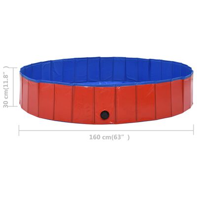 vidaXL Foldable Dog Swimming Pool Red 160x30 cm PVC