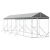 vidaXL Outdoor Dog Kennel with Roof Silver 2x10x2.5 m Galvanised Steel