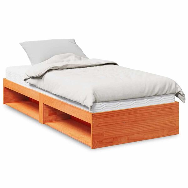 vidaXL Day Bed with Mattress Wax Brown 100x200 cm Solid Wood Pine