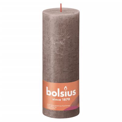 Bolsius Rustic Pillar Candles Shine 4 pcs 190x68 mm Rustic Taupe