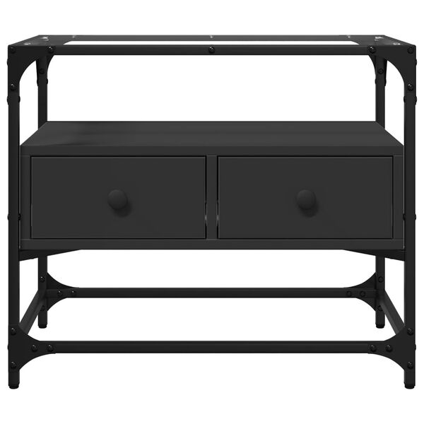 vidaXL TV Cabinet with Glass Top Black 60x35x51 cm Engineered Wood