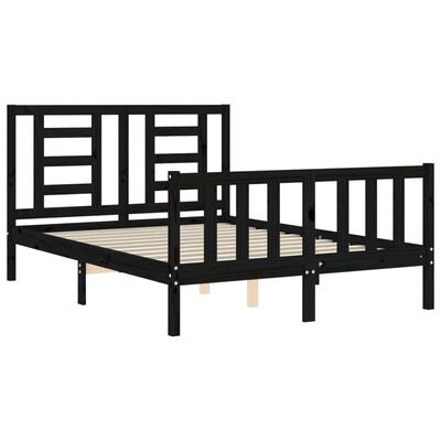 vidaXL Bed Frame with Headboard Black 140x200 cm Solid Wood