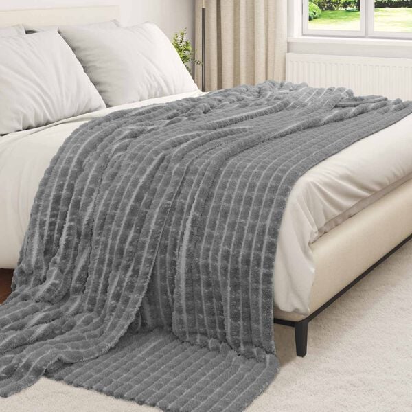vidaXL Throw Blanket Dark Grey 270 x 240 cm Fleece