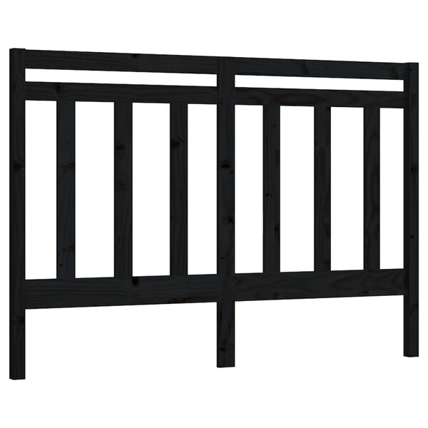 vidaXL Bed Headboard Black 126x4x100 cm Solid Wood Pine