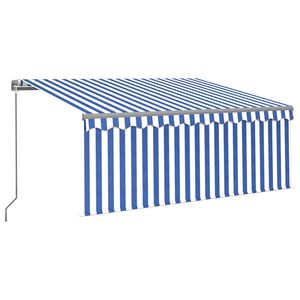 vidaXL Manual Retractable Awning with Blind&LED 3x2,5m Blue&White (313239+46830+313269)