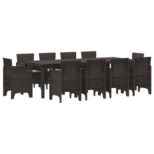 vidaXL Garden Dining Set 11 pcs Brown Polypropylene