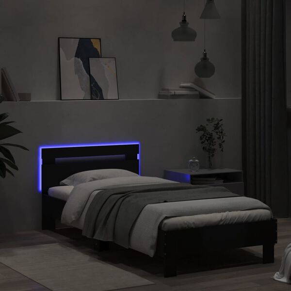 vidaXL Bed Frame without Mattress with LED Lights Black 75x190 cm Small Single