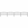 vidaXL Garden Fence with Spear Top Steel 714.5x125 cm Black