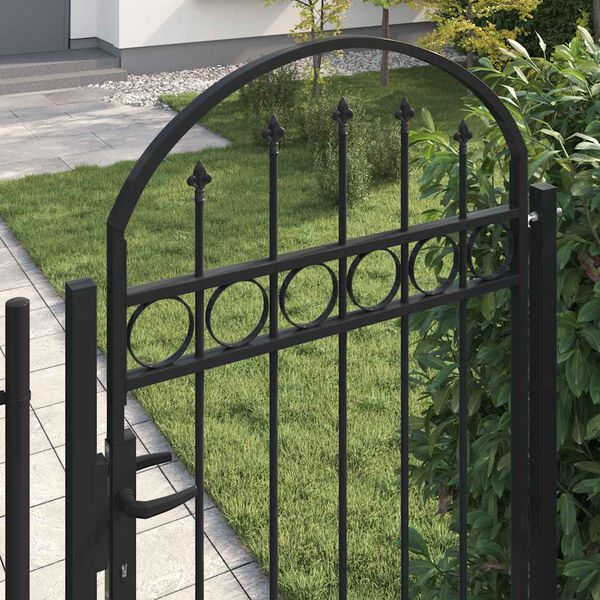 vidaXL Fence Gate Assen with Arched Top Steel 89x200 cm Black