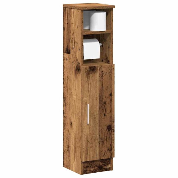 vidaXL Bathroom Cabinet with Roll Holder Old Wood 20.5x22x90 cm