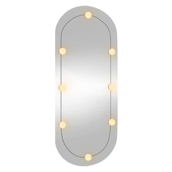 vidaXL Wall Mirror with LED Lights 45x100 cm Glass Oval