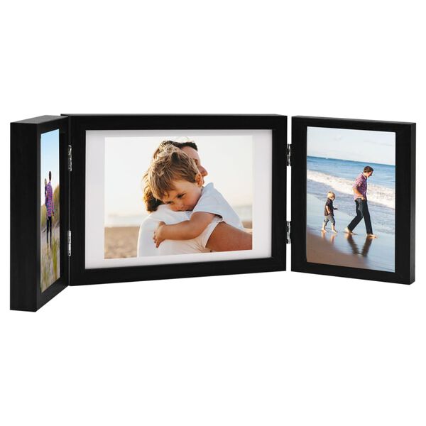 vidaXL Trifold Photo Frame Collage Black 28x18 cm+2x