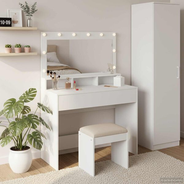 vidaXL Dressing Table White 100 x 41 x 135 cm Engineered Wood