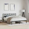 vidaXL Metal Bed Frame without Mattress with Headboard Black 150x200cm