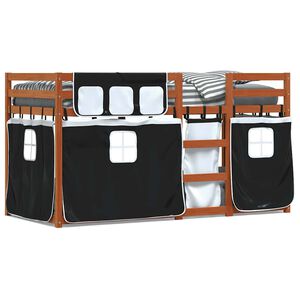 vidaXL Bunk Bed without Mattress White&Black 90x190 cm Single Solid Wood Pine
