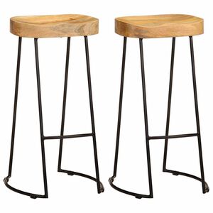 vidaXL Gavin Bar Stool | Set of 2 | Brown and black | Solid mango wood and iron