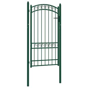 vidaXL Fence Gate with Arched Top Steel 100x175 cm Green