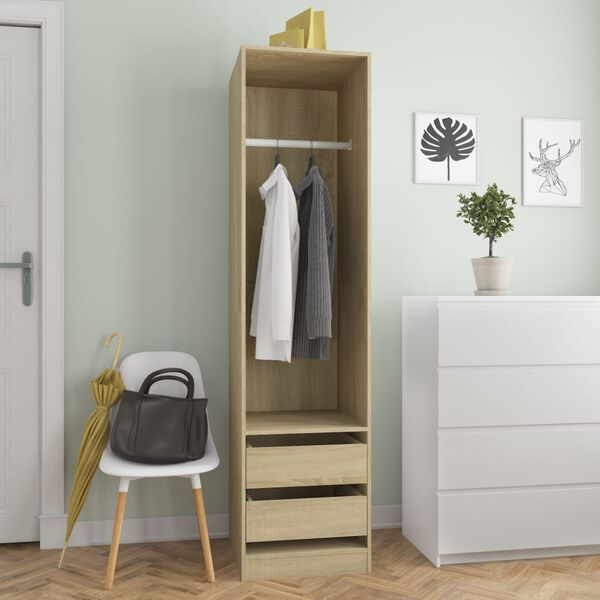 vidaXL Wardrobe with Drawers Sonoma Oak 50x50x200 cm Engineered Wood