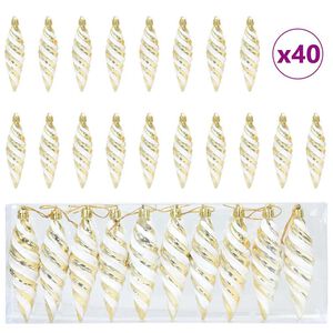 vidaXL Christmas Spiral Shape Ball 40 pcs Gold 3 x 11 cm Plastic