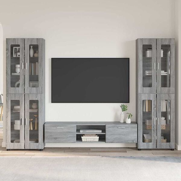 vidaXL TV Cabinet Set with Drawer Grey Sonoma Engineered Wood