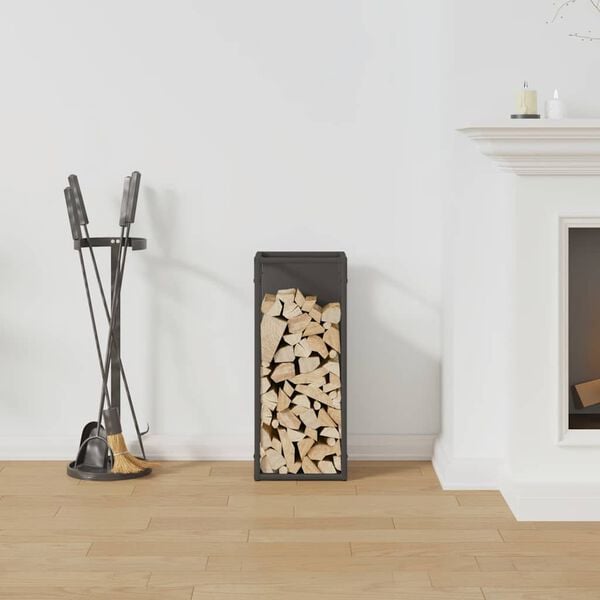vidaXL Firewood Rack Black 25x25x60 cm Cold-rolled steel