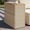 vidaXL Garden Side Table with Wooden Top Beige 58x27.5x55 cm Poly Rattan