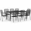 vidaXL 9 Piece Garden Dining Set Black Glass and Steel