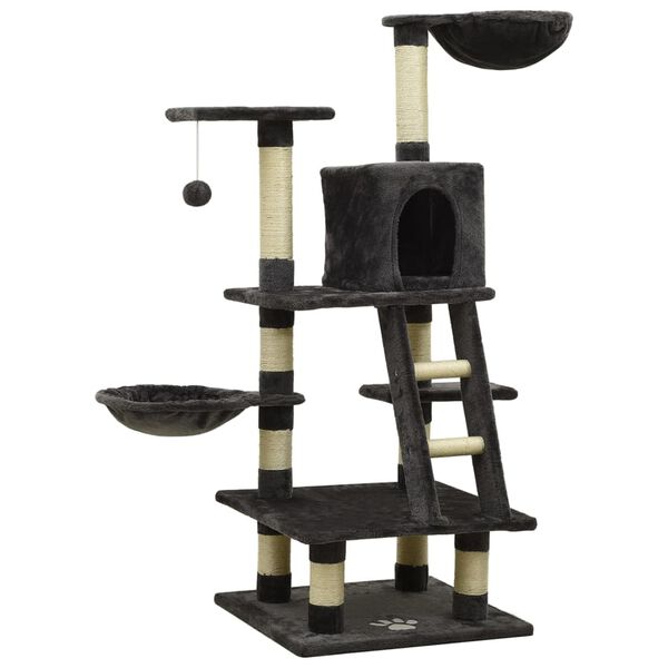 vidaXL Cat Tree with Sisal Scratching Posts Dark Grey 122 cm