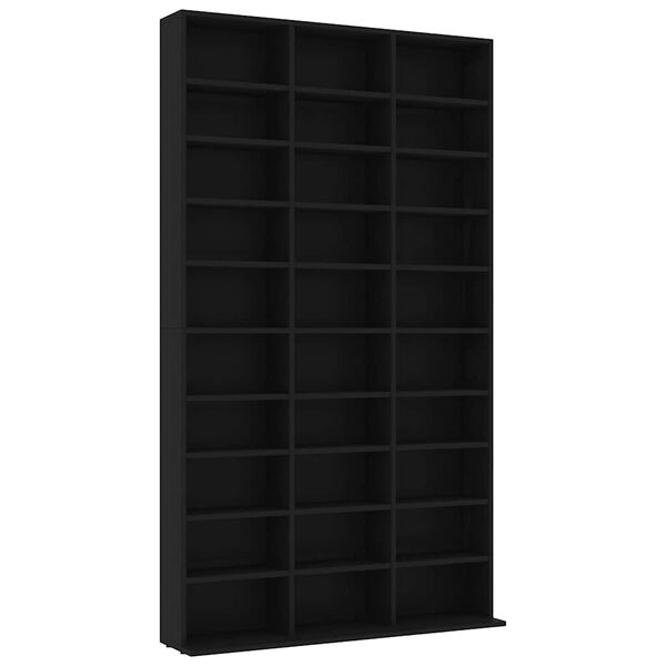 vidaXL CD Cabinet Black 102x23x177.5 cm Engineered Wood