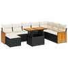 vidaXL 9 Piece Garden Sofa Set with Cushions Black Poly Rattan Acacia