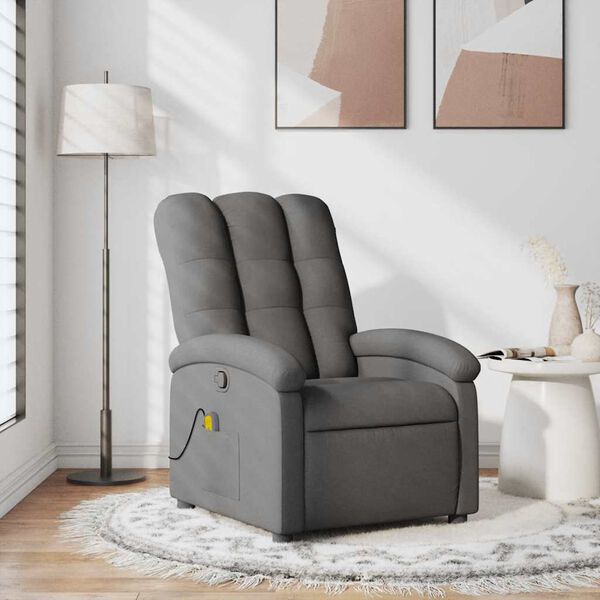 vidaXL Massage Recliner Chair Dark Grey Fabric