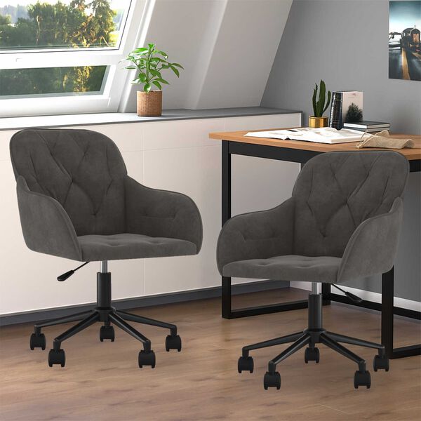 vidaXL Dining Chair 2 pcs Dark Grey 55 x 59.5 x 77 cm Velvet