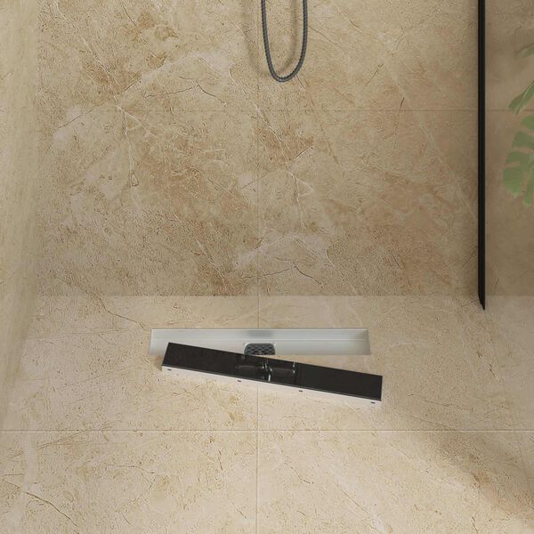 vidaXL Shower Drain Glass Cover with 360&deg; Siphon Black 50 cm