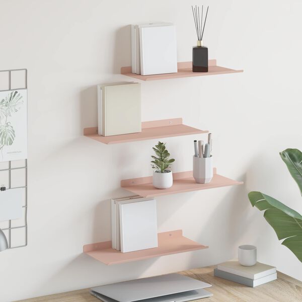 vidaXL Floating Shelf Wall-mounted 4 pcs Pink 40 x 18 x 2.5 cm Steel